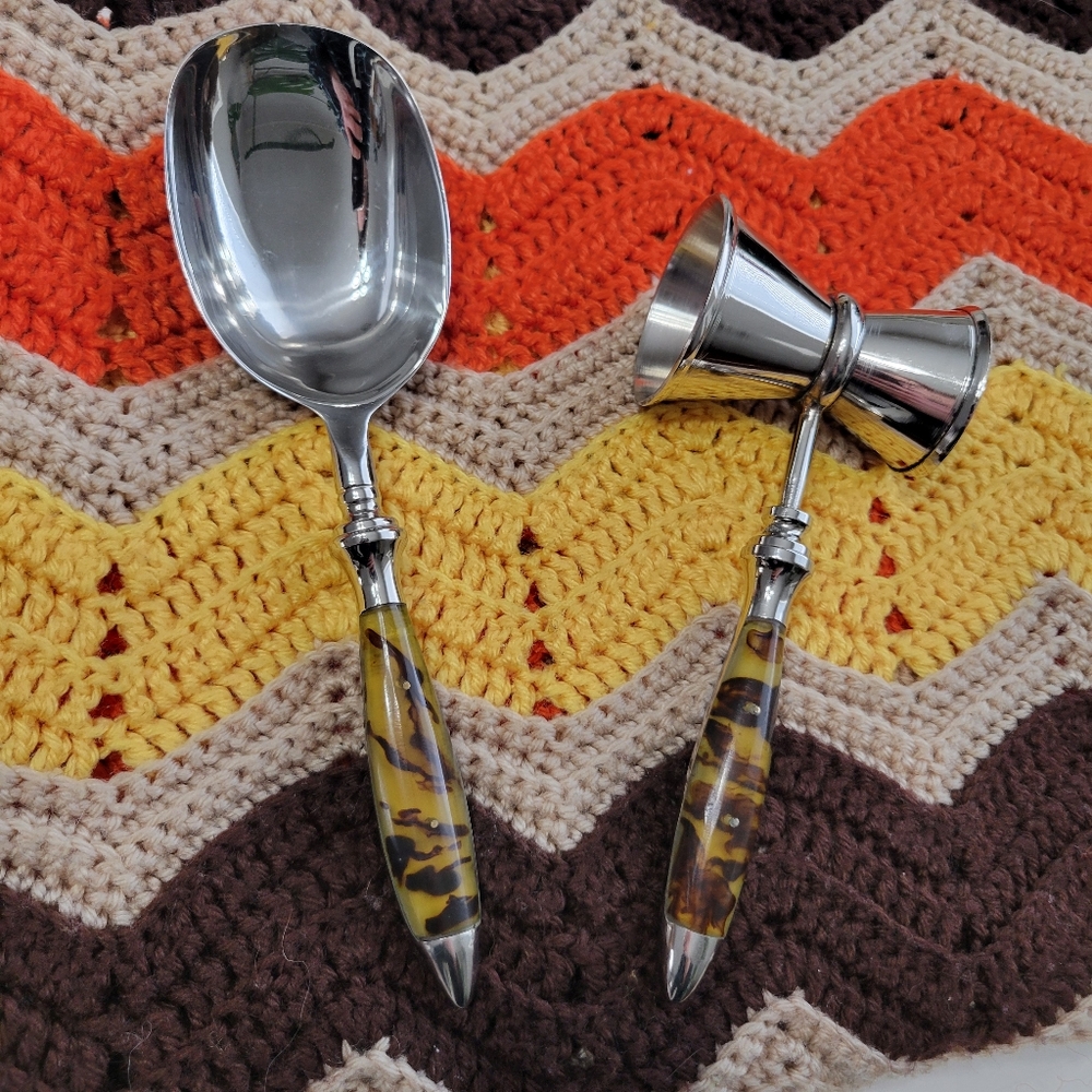 RARE Vintage Ralph Lauren Wentworth Double Jigger IceScoop Tortiseshell